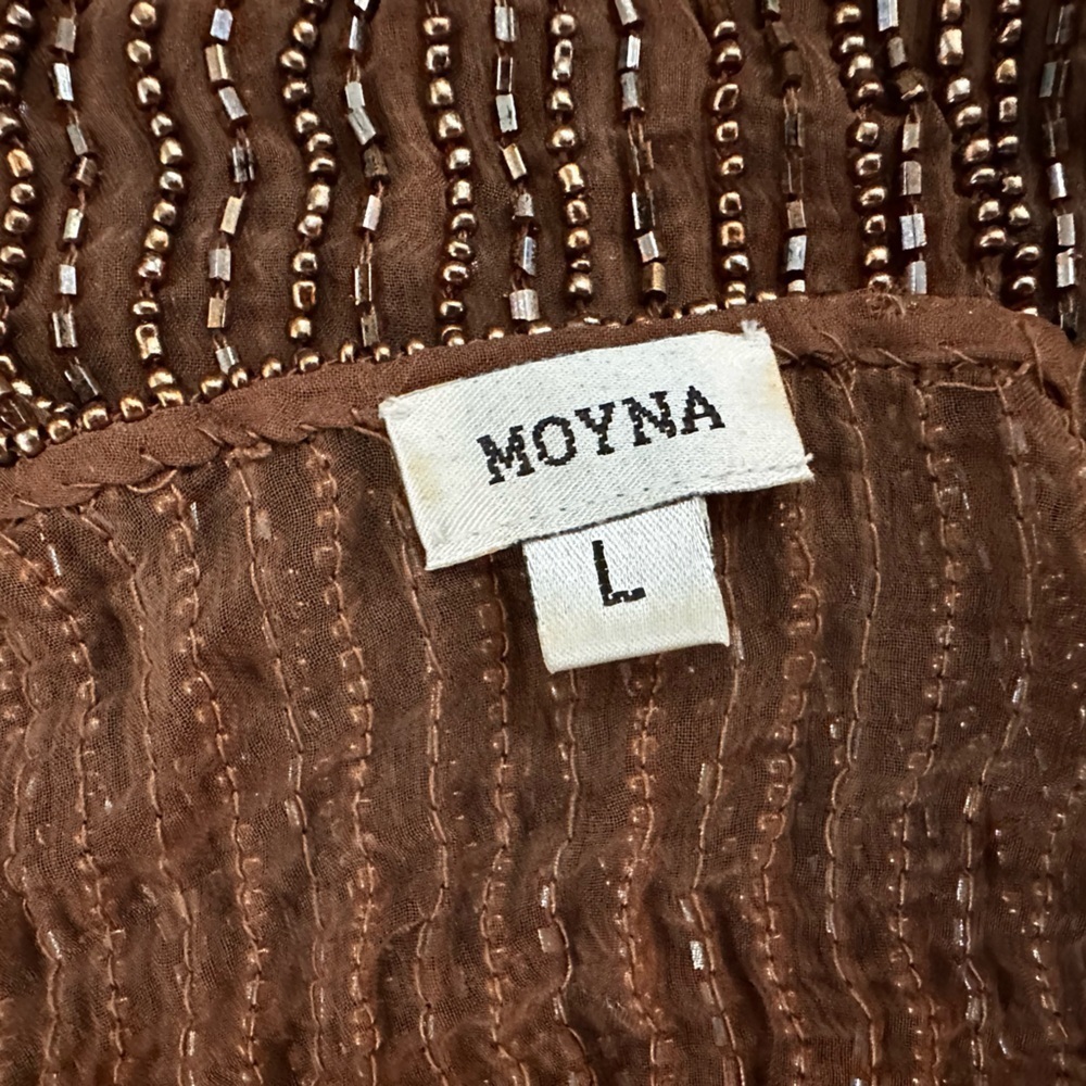 Anthropologie Moyna Sheer Beaded Brown Tank Top - Picture 8 of 15